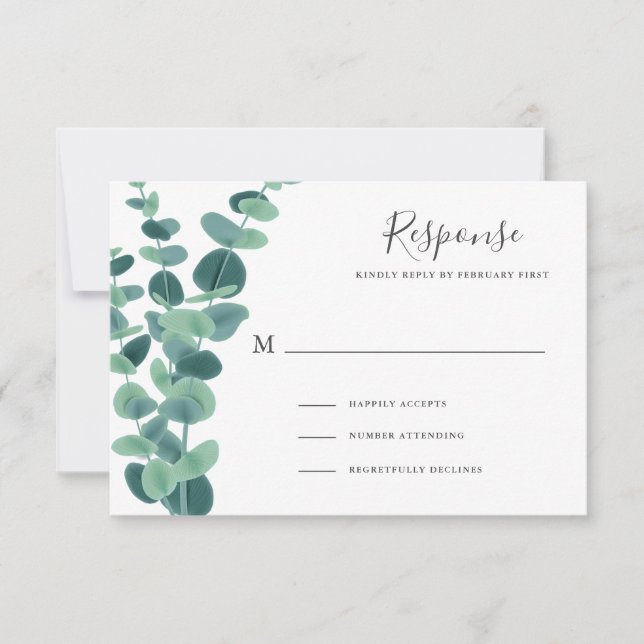 Cartes de réponse de mariage au joli eucalyptus (Devant)