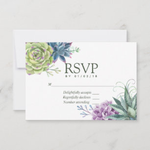 Cartes de réponse de mariage aux cactus succulents