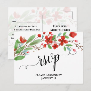 Cartes de réponse de mariage aux fleurs d'aquarell