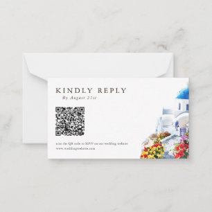 Cartes de réponse de mariage avec code QR et illus