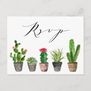 Cartes de réponse de mariage avec des plantes gras