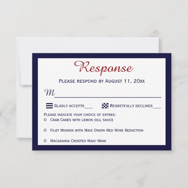 Cartes de réponse de mariage avec drapeaux maritim (Devant)