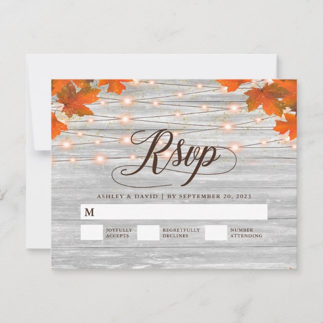 Cartes de réponse de mariage avec lumières de chaî (Devant)