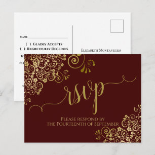 Cartes de réponse de mariage Brun Auburn Calligrap