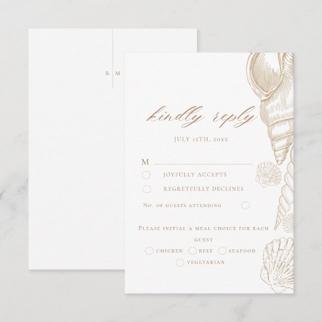 Cartes de réponse de mariage côtier blanc et coqui (Devant / Derrière)