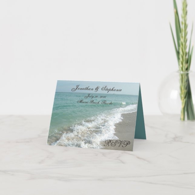 Cartes de réponse de mariage de destination de pla (Devant)