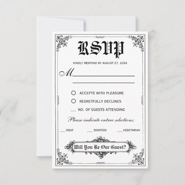 Cartes de réponse de mariage de livre de contes de (Devant)