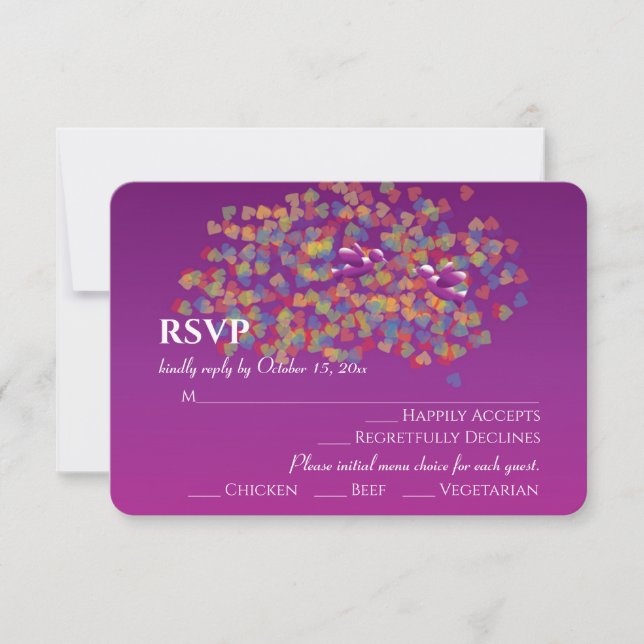 Cartes de réponse de mariage Elegant Lovebirds Cas (Devant)