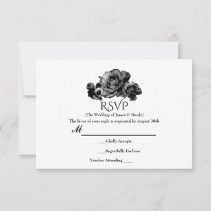 Cartes de réponse de mariage élégantes avec roses 
