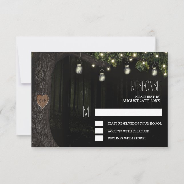 Cartes de réponse de mariage en bocal en mason enc (Devant)
