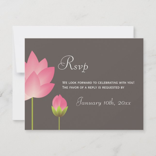 Cartes de réponse de mariage fleurs de lotus blanc (Devant)