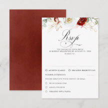 Cartes de réponse de mariage Fleurs rouges blanche
