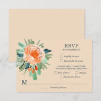 Cartes de réponse de mariage florales sarcelle jad