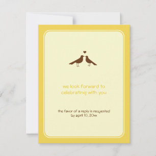 Cartes de réponse de mariage jaunes d'oiseaux d'am