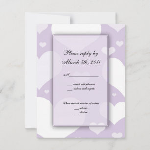 Cartes de réponse de mariage Lavande avec cœurs