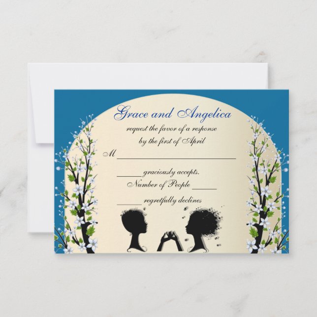 Cartes de réponse de mariage lesbien personnalisée (Devant)