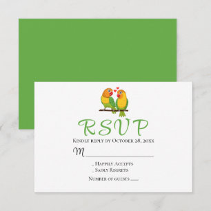 Cartes de réponse de mariage pour tourtereaux vert