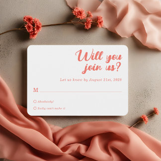 Cartes de réponse de mariage rose corail minimalis