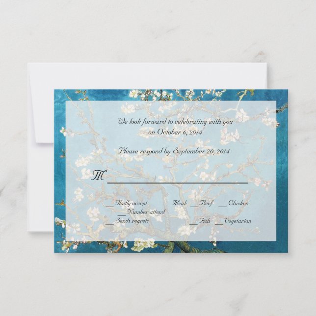 Cartes de réponse de mariage RSVP d'art fin célèbr (Devant)