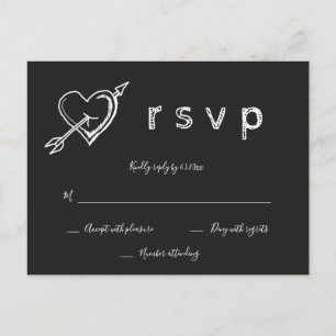 Cartes de réponse de mariage rustique avec cœur su