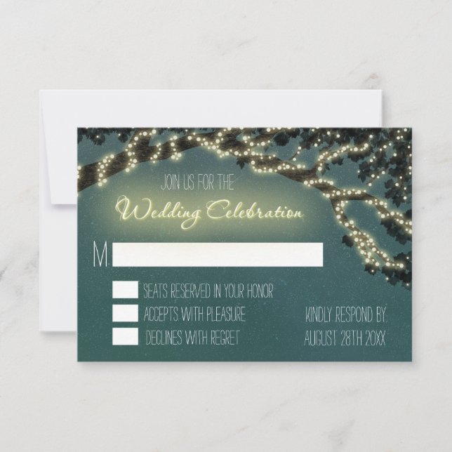 Cartes de réponse de mariage rustique de branche d (Devant)