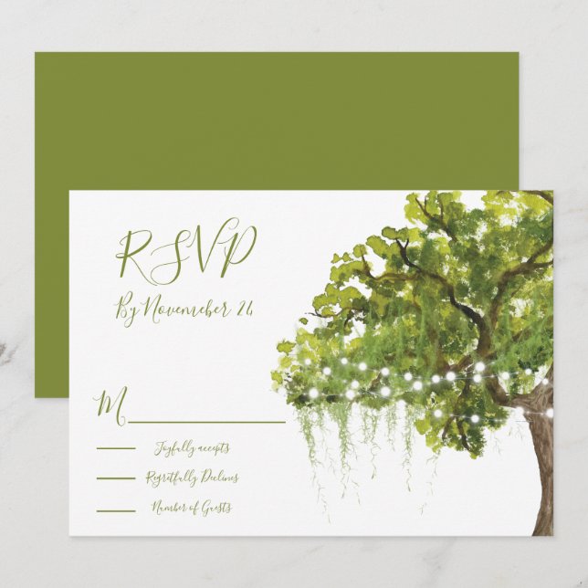 Cartes de réponse des lumières de chêne Arbre Mois (Devant / Derrière)