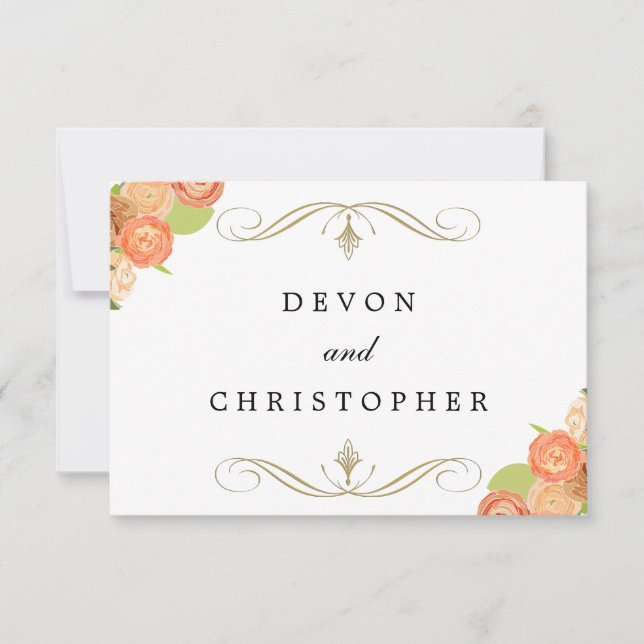 Cartes de réponse des Mariages floraux en cascade (Devant)
