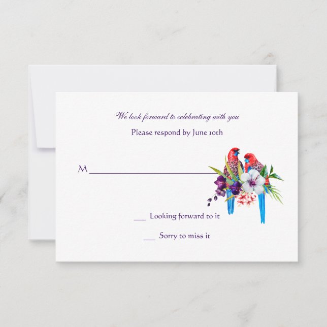 Cartes de réponse des oiseaux tropicaux (Devant)