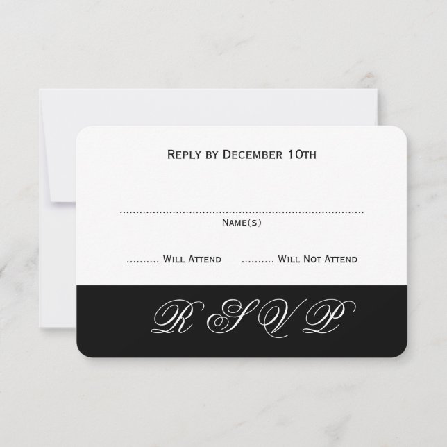 Cartes de réponse d'événement noir et blanc simple (Devant)