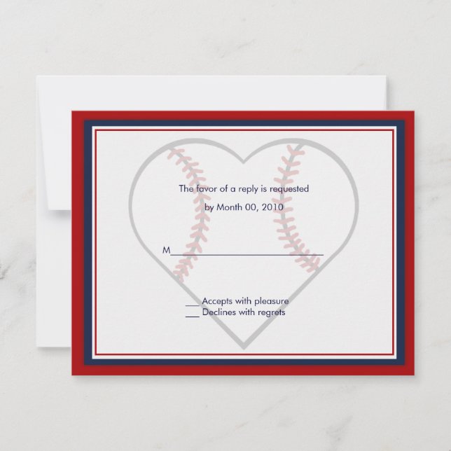Cartes de réponse d'invitation de mariage de baseb (Devant)