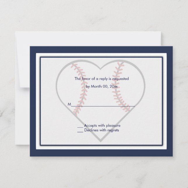 Cartes de réponse d'invitation de mariage de baseb (Devant)