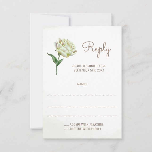 Cartes de réponse du Mariage à fleur de pivoine cr (Devant)