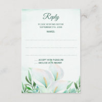 Cartes de réponse du Mariage Calla Lily