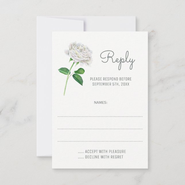 Cartes de réponse du Mariage d'aquarelle Roses bla (Devant)
