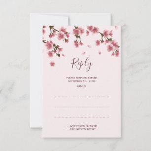 Cartes de réponse du Mariage en fleurs de cerisier