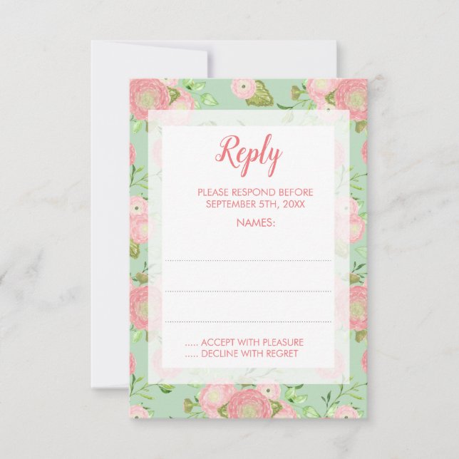 Cartes de réponse du Mariage floral de la Monnaie  (Devant)