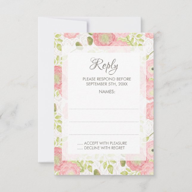 Cartes de réponse du Mariage floral Ranunculus & L (Devant)