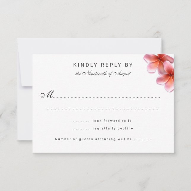 Cartes de réponse du Mariage Plumeria rose (Devant)