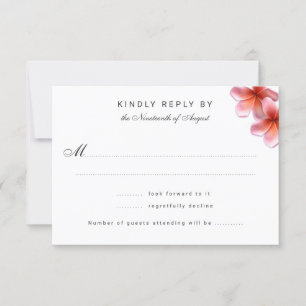 Cartes de réponse du Mariage Plumeria rose