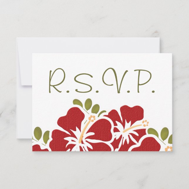 CARTES DE RÉPONSE DU MARIAGE RED HIBISCUS RSVP (Devant)