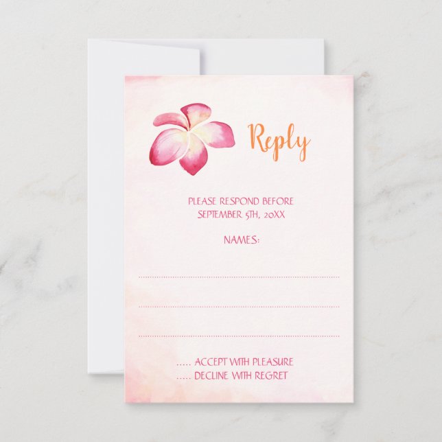 Cartes de réponse du Mariage Sunset Plumeria (Devant)