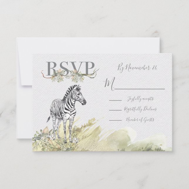 Cartes de réponse du Mariage Tropical Jungle Zebra (Devant)