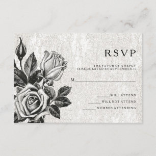 Cartes de réponse Edgy Victorian Roses Noir et Bla