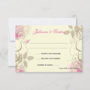 Cartes de réponse Feuilles Pink Tan Grunge
