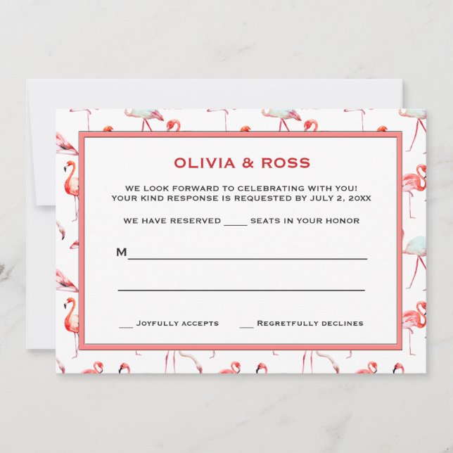 Cartes de réponse Flamants Roses Magnifiques (Devant)