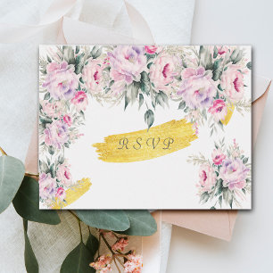 Cartes de réponse Fleurs de Pivoine Rose pour Mari