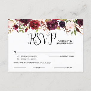 Cartes de réponse florales Bourgogne