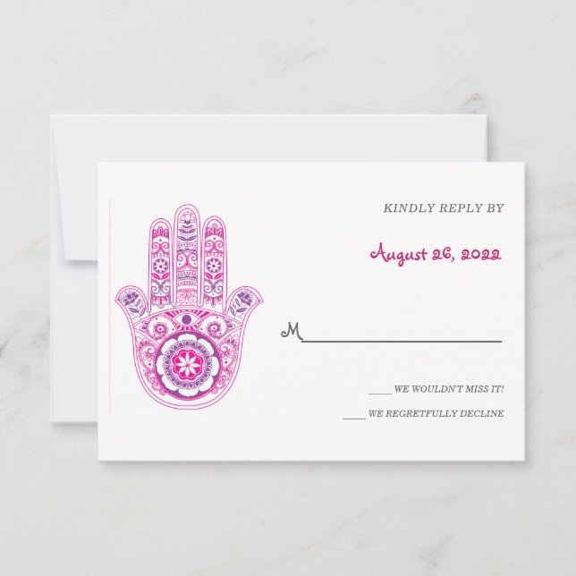 Cartes de réponse Hamsa colorées élégantes (Devant)
