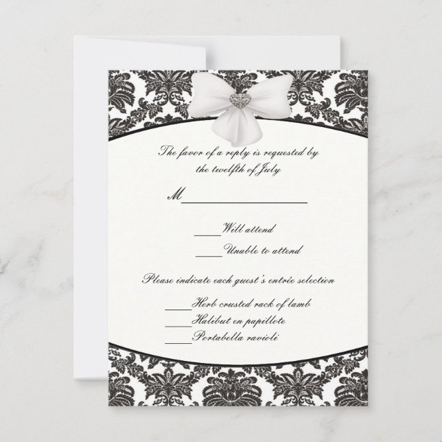 Cartes de réponse Mariage Damask Elegance (Devant)