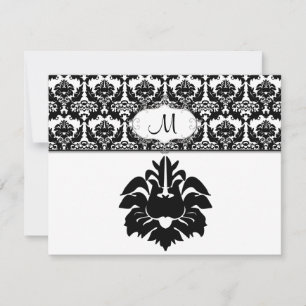 Cartes de réponse Mariage damassé en noir et blanc